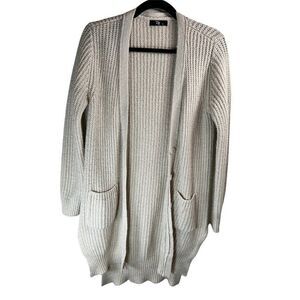 TE Longline High Low Oversize Pocket Cardigan.  Beige.  Size Small